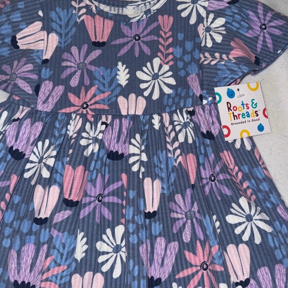 Floral Kids Casual Dress - Purple and Pink - Picture 5 of 6